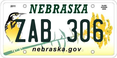 NE license plate ZAB306
