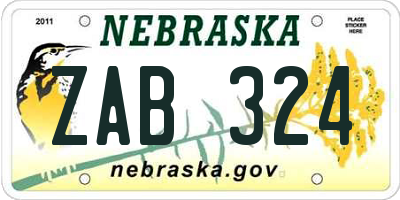 NE license plate ZAB324
