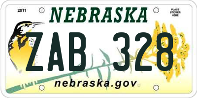 NE license plate ZAB328