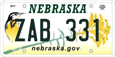 NE license plate ZAB331