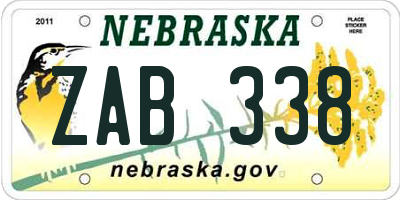 NE license plate ZAB338