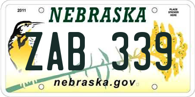 NE license plate ZAB339