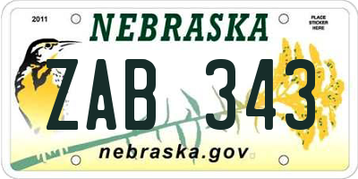 NE license plate ZAB343