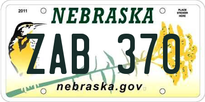 NE license plate ZAB370