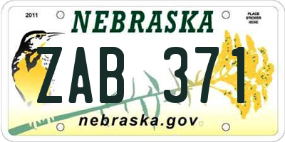 NE license plate ZAB371