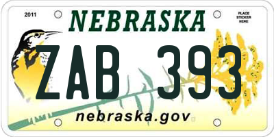 NE license plate ZAB393