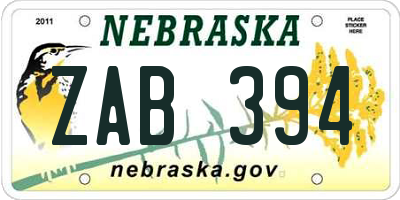 NE license plate ZAB394