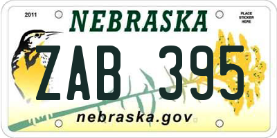 NE license plate ZAB395