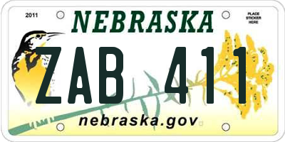 NE license plate ZAB411