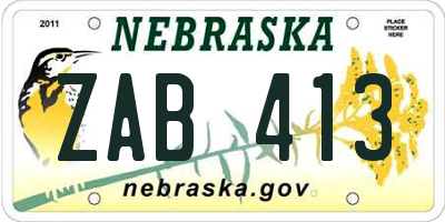 NE license plate ZAB413