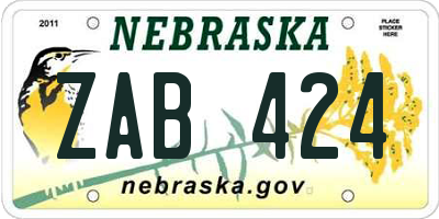 NE license plate ZAB424