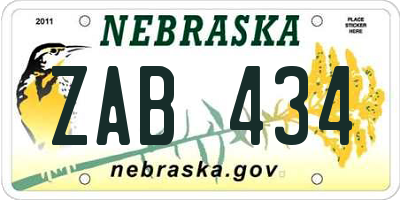 NE license plate ZAB434