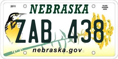 NE license plate ZAB438