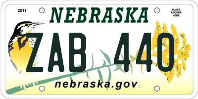 NE license plate ZAB440