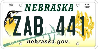 NE license plate ZAB441