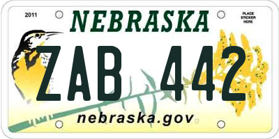 NE license plate ZAB442