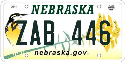 NE license plate ZAB446