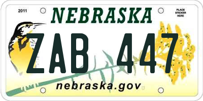 NE license plate ZAB447