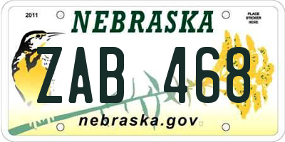 NE license plate ZAB468
