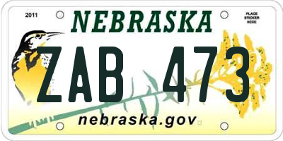 NE license plate ZAB473