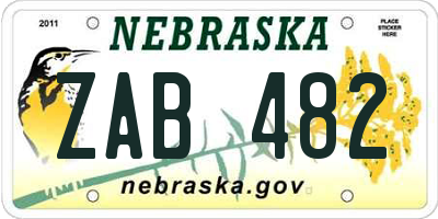 NE license plate ZAB482