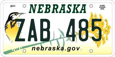 NE license plate ZAB485
