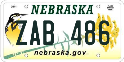 NE license plate ZAB486
