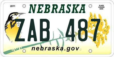 NE license plate ZAB487