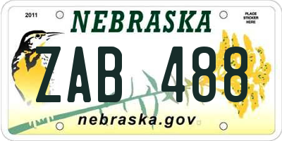 NE license plate ZAB488