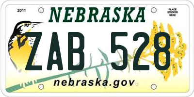 NE license plate ZAB528