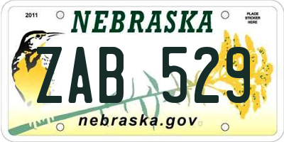 NE license plate ZAB529