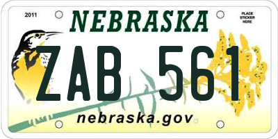 NE license plate ZAB561