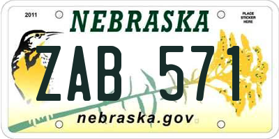NE license plate ZAB571