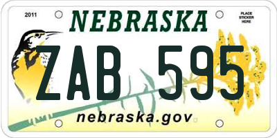 NE license plate ZAB595
