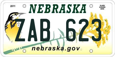 NE license plate ZAB623
