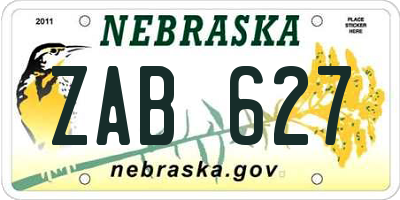 NE license plate ZAB627