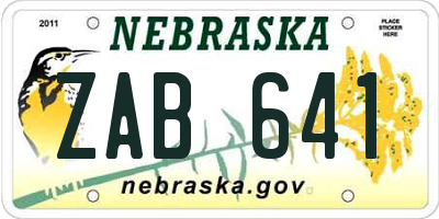 NE license plate ZAB641