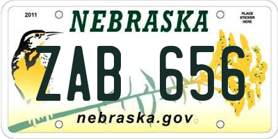 NE license plate ZAB656