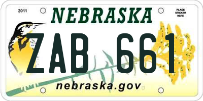 NE license plate ZAB661