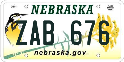 NE license plate ZAB676