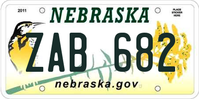 NE license plate ZAB682