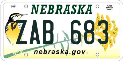 NE license plate ZAB683
