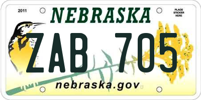 NE license plate ZAB705