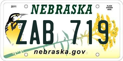 NE license plate ZAB719