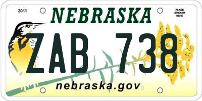 NE license plate ZAB738