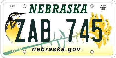 NE license plate ZAB745