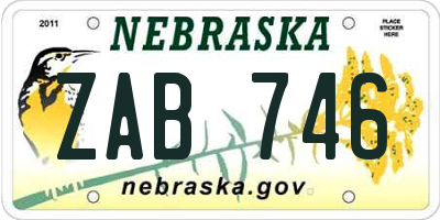 NE license plate ZAB746