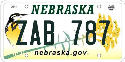 NE license plate ZAB787