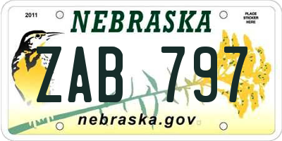 NE license plate ZAB797