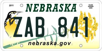 NE license plate ZAB841